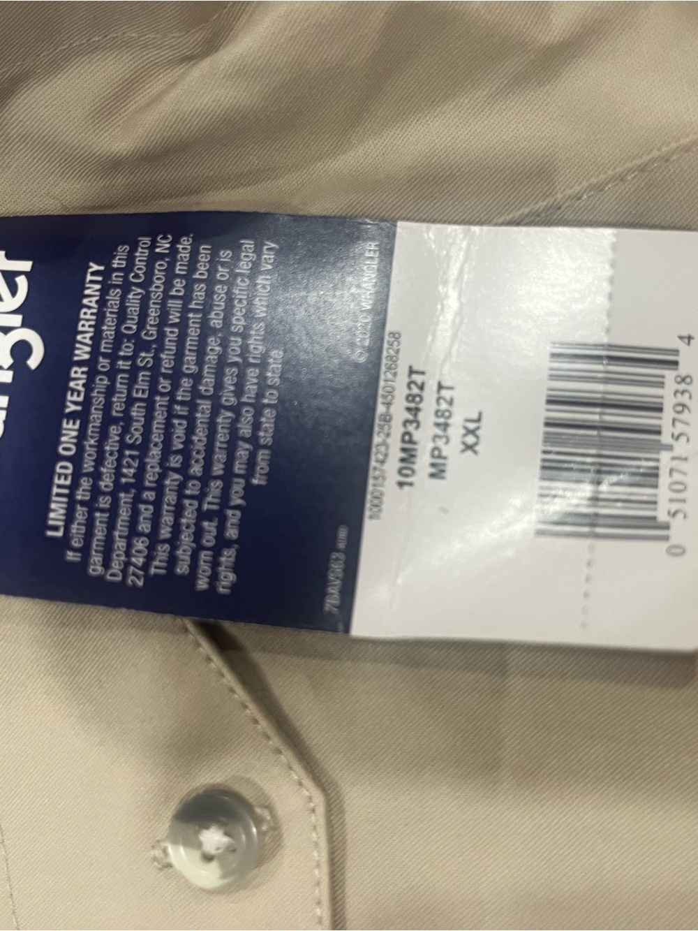 Wrangler Beige Button-Down Casual Shirt - Picture 2 of 4